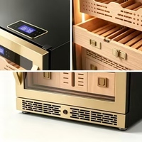 Humidor à cigares avec contrôle constant de la température et de l'humidité, tiroirs en bois de cèdre espagnol, affichage LED, finition noire vernie, solide