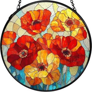 Attrape-soleil en vitrail coloré, motif papillon floral orné de pierres, décoration ronde pour fenêtre, cadeau personnalisé pour la maison - Product Image 3