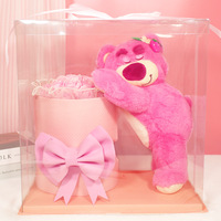Populaire Mignon Ours en Roses Éternelles Cadeau Ours en Fleurs de Savon Peluche Seau à Étreindre Série Cadeaux Fleurs Artificielles