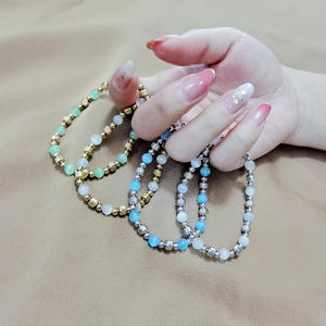 Pulsera de cuentas de elasticidad ajustable chapada en oro de 18 quilates de <span class=keywords><strong>Linsa</strong></span> Fashion, nuevo accesorio hecho de acero inoxidable que no se decolora - Product Image 6