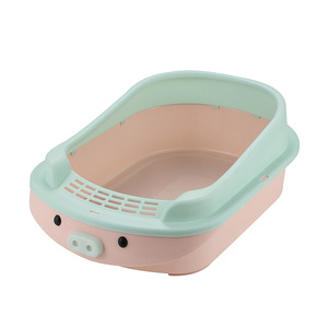 กระบะทรายแมวทรงรีแบบกึ่งปิด สีฟ้าเทา สำหรับลูกแมว วัสดุ PP ใช้ในบ้าน - Product Image 3