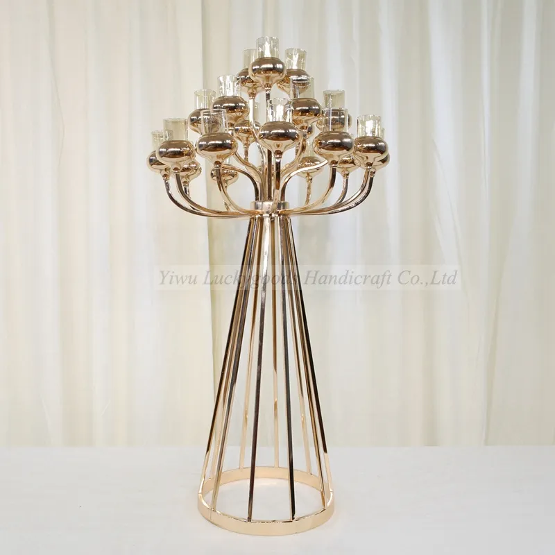 20181227-6 new design table top cyrtal gold candle holder centerpieces for weddings