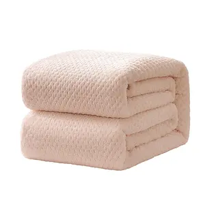 松迈法兰绒扔羊毛床毯沙发沙发华夫饼纹理柔软模糊毯保暖舒适超细纤维毛绒