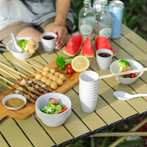 Ensemble de bols et assiettes en coque de riz jetables pour pique-nique en plein air, camping, barbecue, usage domestique, 500g, origine Zhejiang - Product Image 1