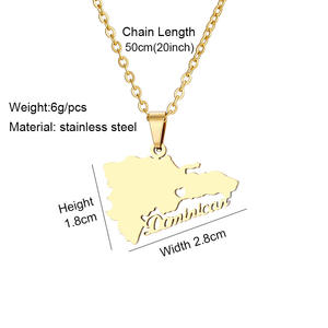 Bendera peta nasional Dominika liontin kalung perhiasan mode baja tahan karat Anti noda grosir untuk pria wanita grosir - Product Image 5