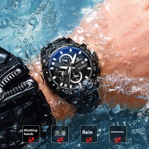 Reloj Digital con correa de acero inoxidable de lujo para hombre, resistente al agua, luz nocturna, cronómetro de 42mm, diseño de <span class=keywords><strong>Guerrero</strong></span> negro, venta al por mayor - Product Image 3