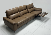 Canapé sectionnel inclinable électrique trois places en cuir pleine fleur avec dossier multi-angles et port de charge USB pour home cinéma