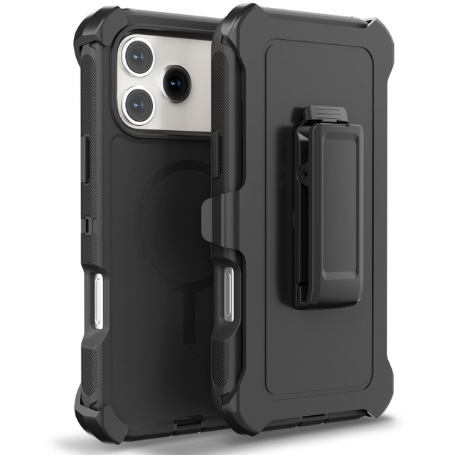 4 in 1 Heavy Duty Magnetic Defender Armor Phone Case for Iphone 13 15 17 Pro Max S25U Shockproof With Black Belt Clip Wholesale