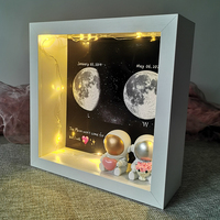 Boîte de présentation avec éclairage, profondeur intérieure de 5 cm, noir et blanc, pour décoration d'astronaute
