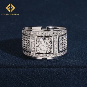 แหวนเพชรเม็ดใหญ่ทรงกว้างสำหรับผู้ชาย ZUANFA JEWELRY ประดับเพชรแล็บโกรว์ S925 เครื่องประดับฮิปฮอปสำหรับผู้ชาย - Product Image 1