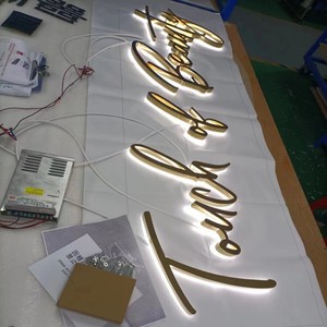 Tùy Chỉnh Vòng Tròn Kim Loại Tên Kinh Doanh Dấu Hiệu Thép Không Gỉ Backlit Chữ 3D Bridal Cửa Hàng Dấu Hiệu LED Ánh Sáng Hộp Biểu Tượng Dấu Hiệu - Product Image 5