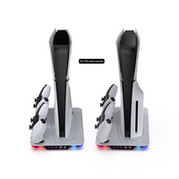 Lumières RVB et interrupteur tactile Station de charge de refroidissement multifonctionnelle conçue pour la console PS5 et la console PS5 Slim