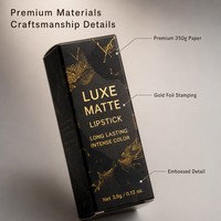 Boîte d'emballage pour rouge à lèvres, taille personnalisée, en papier couché, structure pliable, carton pour rouge à lèvres, étui pour gloss, service d'impression