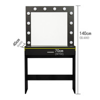 Table de maquillage et de toilette en MDF noir au design européen moderne de qualité supérieure avec miroir éclairé, mobilier d'hôtel en gros