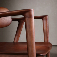 Fauteuil de salle à manger BST en bois de noyer massif, style moderne du milieu du siècle, avec assise entièrement en bois, pour salon et hôtel