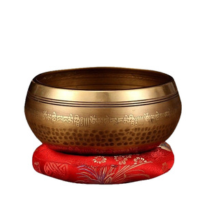 Bol sonore rond fait main du Népal, mantra bouddhiste à six caractères, pour la méditation, <span class=keywords><strong>chant</strong></span> <span class=keywords><strong>tibétain</strong></span>, et nettoyage des oreilles - Product Image 1