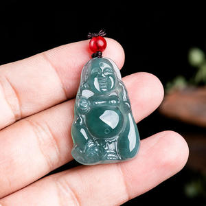 Pendentif en jade naturel bleu eau Maitreya, bijoux pour femmes, design original, cadeau bouddhiste avec certificat d'évaluation FG63 - Product Image 5