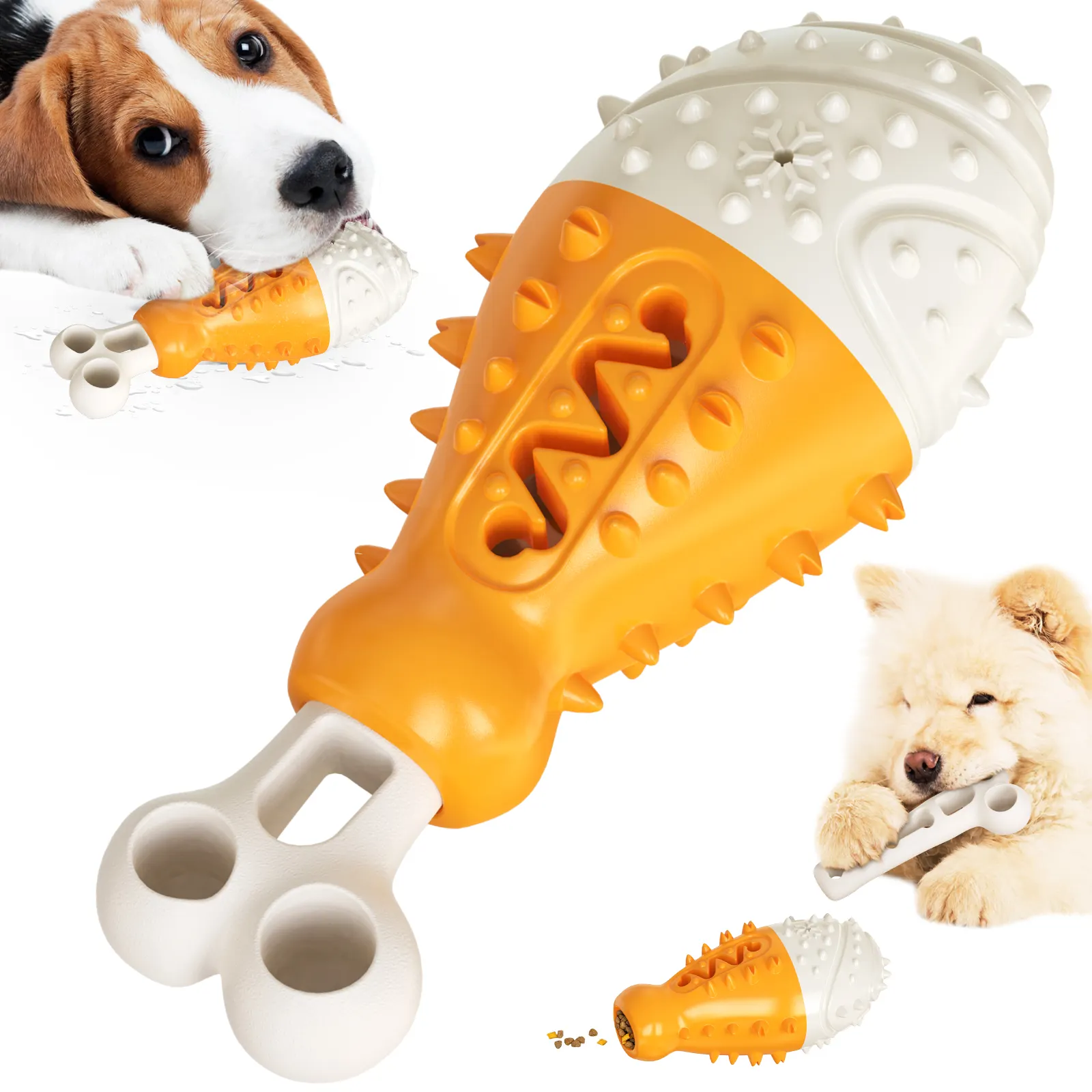 Wholesale Turkey Leg Shape Dog Chew and Feeder Toy Anti Anxiety Squeak Durable Rubber Chew Dog Toy