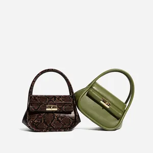 Bolsos con patrón de serpiente para mujer y niña, mini bolsos de piel sintética vegana, a la moda, venta al por mayor