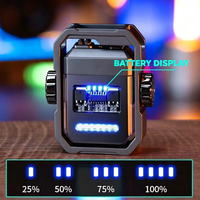 Briquet électrique USB rechargeable à double arc, coupe-vent, sans flamme, avec fonction fidget spinner, design mecha, corps en alliage, affichage de la batterie