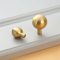 Poignée de tiroir ronde en laiton massif, profil boule, pour porte de placard, poignée de meuble à trou unique, boutons de traction sphériques dorés, ensemble de quincaillerie