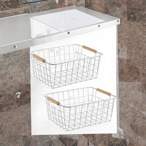 Open Home Organisatie- en opbergmand van metaaldraad voor de keuken, voorraadkast met handgrepen van legeringstaal en hout - Product Image 2