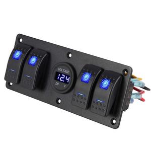 Yuhe YH-DH5-QB 4-Gang Rocker <b>Switch</b> with Dual USB Charger QC3.0 IP65 Waterproof 12V-24V DC for Off-Road Vehicles - Product Image 1