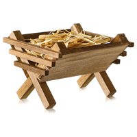 202606 Décoration de Noël en bois, artisanat en pin, boîte de rangement en bois pour foin de cheval, ornements d'intérieur