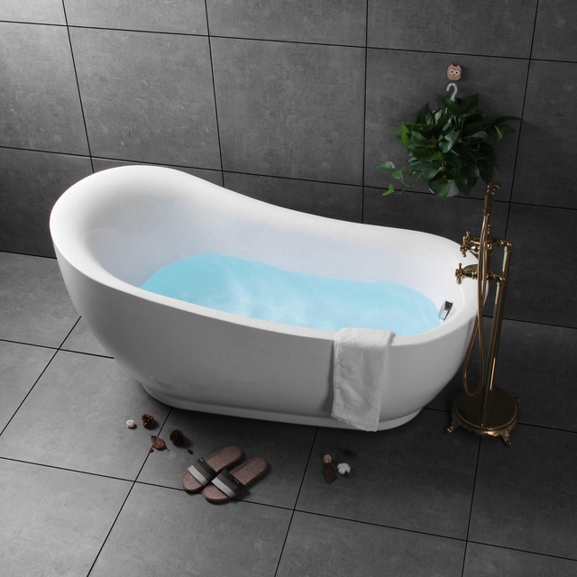 SPA OEM Massage Bathtub Swim Solid White Hydro Whirlpools Bath Tub with Led Light