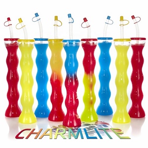700ml/1000ml Récipients en plastique à long cou Cocteles Las Vegas <span class=keywords><strong>Tasse</strong></span> en plastique Dispos Slushy Boissons infusées aux fruits Slash Cup pour événement - Product Image 6
