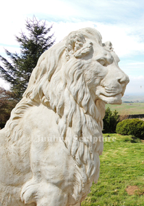 Par de Esculturas de Animales Grandes para Exteriores, Estatuas de Leones Sentados de Mármol para Entrada de Puerta - Product Image 5