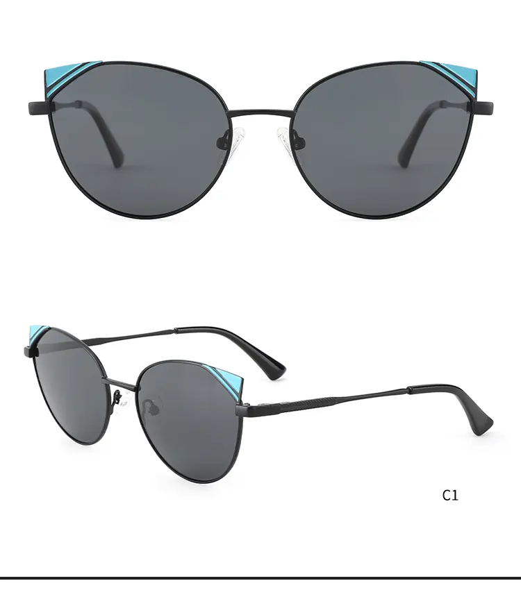 Trendy Fashion Cat's Eye design Sun Glasses Custom Colorful Metal Frame Cateye Shades Sunglasses