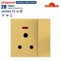 Enchufe Universal con Interruptor de 15A con Acabado Dorado y Luz de Neón, Enchufe de Pared Eléctrico para el Hogar, Suministro de Fábrica OEM