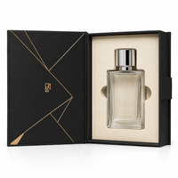 Scatola Regalo di Lusso Personalizzata in Cartone Rigido Nero con Chiusura Magnetica, Finitura Soft Touch e Stampa a Caldo Argento, Design a Libro per Profumi