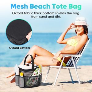 Grand sac de plage multifonction en maille transparente, sac de rangement pour serviettes, cosmétiques et articles de toilette, pour la plage - Product Image 6