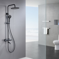 Mitigeur de douche thermostatique mural en laiton poli avec finition céramique, double poignée, moderne, chromé, 3 trous, 5