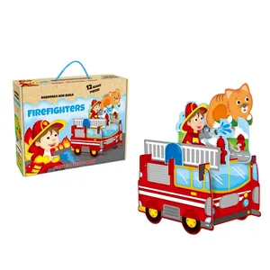 Brinquedo educativo 3d, venda quente, brinquedo quebra-cabeça de fogo, caminhão de papel diy, quebra-cabeça para crianças