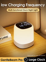 Lampe de chevet créative rechargeable avec horloge et veilleuse, ambiance premium, intensité réglable, pour chambre d'enfant, avec télécommande