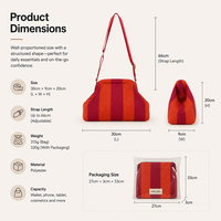 Bolso de Hombro Cruzado de Punto con Rayas de Felpa Personalizado para Mujer, con Correa Ajustable, Tipo Dumpling, OEM ODM, Venta al por Mayor con Logotipo