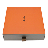 Boîtes en carton rigide écologiques personnalisées avec logo, emballage de vêtements, boîte cadeau de luxe en carton orange avec tiroir coulissant pour chaussettes, petite taille