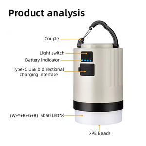 Projecteur latéral grande capacité rechargeable étanche, lanterne de travail LED suspendue pour tente, lampe de camping avec batterie externe intégrée - Product Image 2