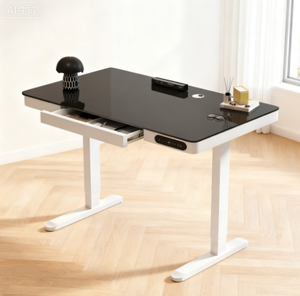 Escritorio de pie plegable para oficina en casa moderno, Motor de <span class=keywords><strong>cantante</strong></span> inteligente, ajuste de altura de vidrio eléctrico, cargador inalámbrico USB duradero - Product Image 3