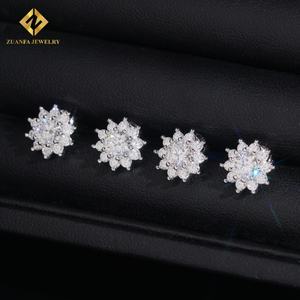 Boucles d'oreilles en moissanite flocon de neige de 10 mm, boucles d'oreilles en diamant glacé, argent massif 925, moissanite glacée VVS avec GRA - Product Image 1