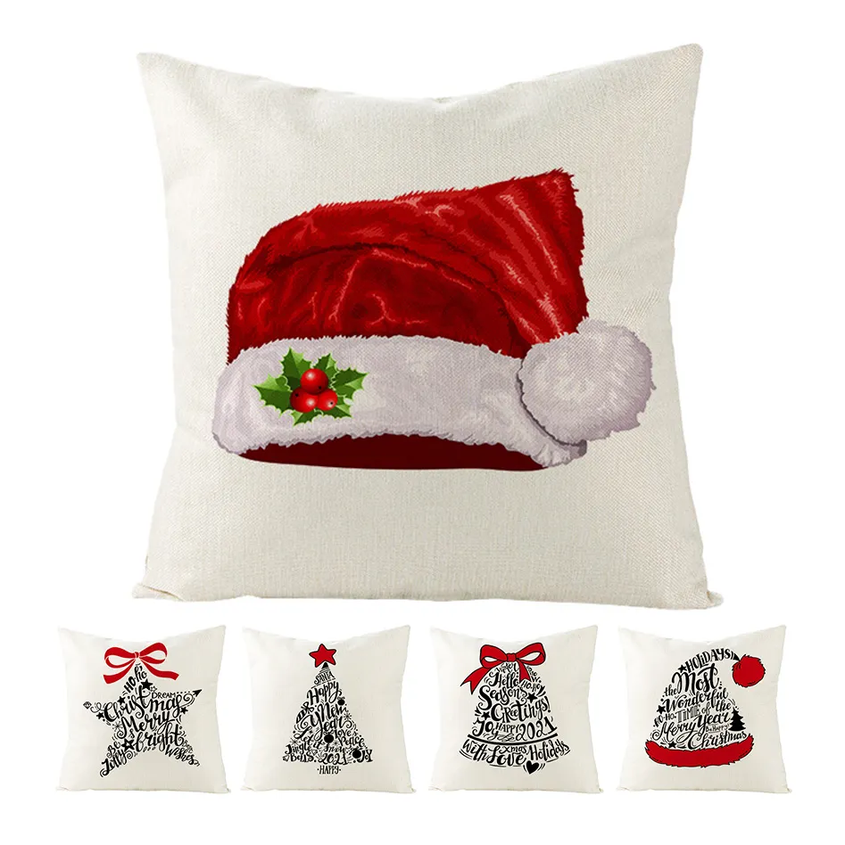 Fundas de Cojín de Papá Noel con Árboles de Navidad, Funda de Almohada con Estampado de Imagen, Decoración PARA EL Hogar, Boda, Novedad