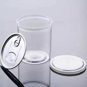 NH trasparente personalizzato 400ml 500ml in alluminio per animali domestici coperchio facile aperto barattoli per alimenti contenitore lattina di plastica