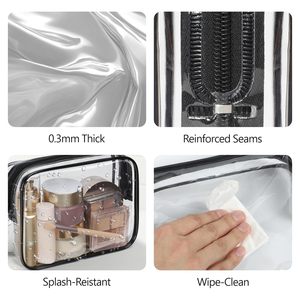 Paquete de 3 Bolsas de Maquillaje Transparentes Medianas para Viaje, Bolsa Compatible con Aerolíneas y Aeropuertos - Product Image 3