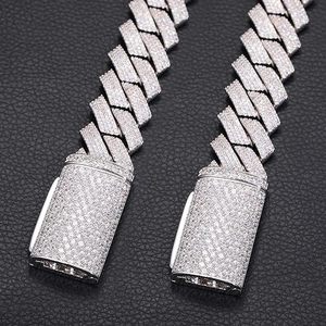 Cubin cadena HipHop 925 plata esterlina moissanita diamante CZ colgante oro y rodio plateado joyería de plata - Product Image 3