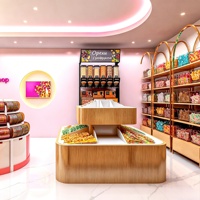 Décorations de magasin de bonbons colorées à la mode Comptoir de magasin de bonbons sur mesure Design d'intérieur