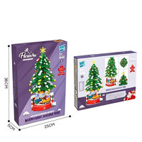 Kit de construction de train à manivelle rotatif pour arbre de Noël, 516 pièces, avec base, cadeaux créatifs de Noël, décoration de fête