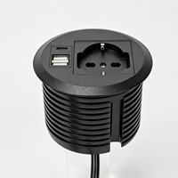 Prise de bureau européenne noire en gros avec ports de charge USB-C et double USB-A pour l'Allemagne, l'Italie, le Chili et les meubles de bureau